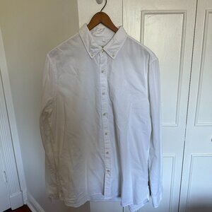Ecoalf Men’s White Button-Down Shirt Size Large Organic & Recycled Cotton